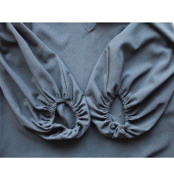 GANNI Crepe Midi Dress / Size 38 / US 6 / Black Slit Volumous Sleeves - Picture 6 of 9